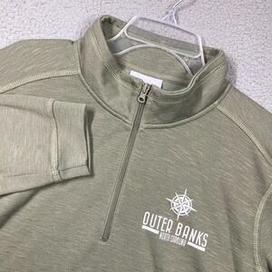 Outer Banks North Carolina 1/4 Zip Top Mens XXL Light Olive Green Medium weight